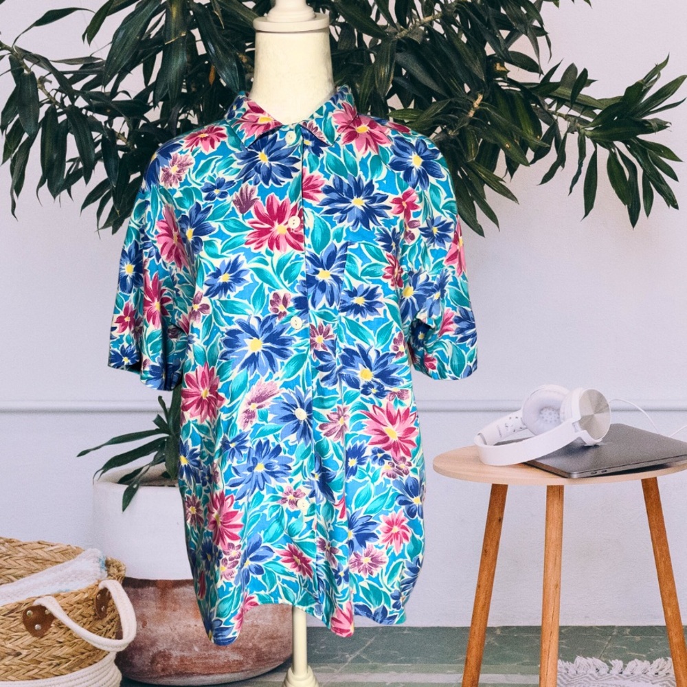 Vintage Floral Button Down Blouse